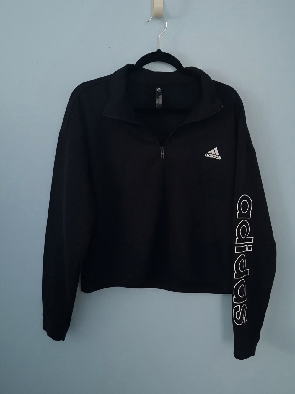 adidas Black Quarter-Zip Logo Pullover